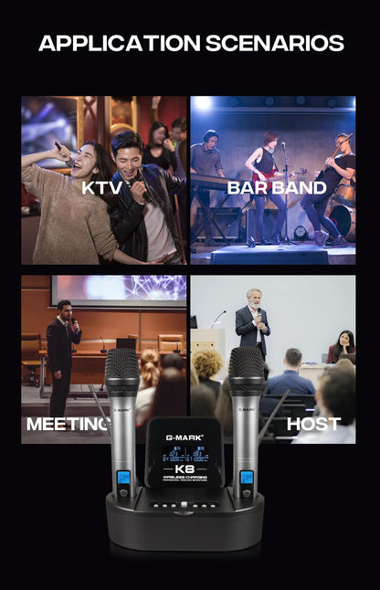 Microphon Wireless G-MARK K8 UHF Karaoke Mic With Lithium Battery For Stage Party Show Church Wedding Teaching