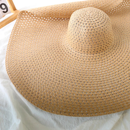 70cm Oversized  Wide Brim Sun Hat Travel  Large UV Protection Beach Straw Hats Women's Summer Floppy Foldable Chapeaux Wholesale