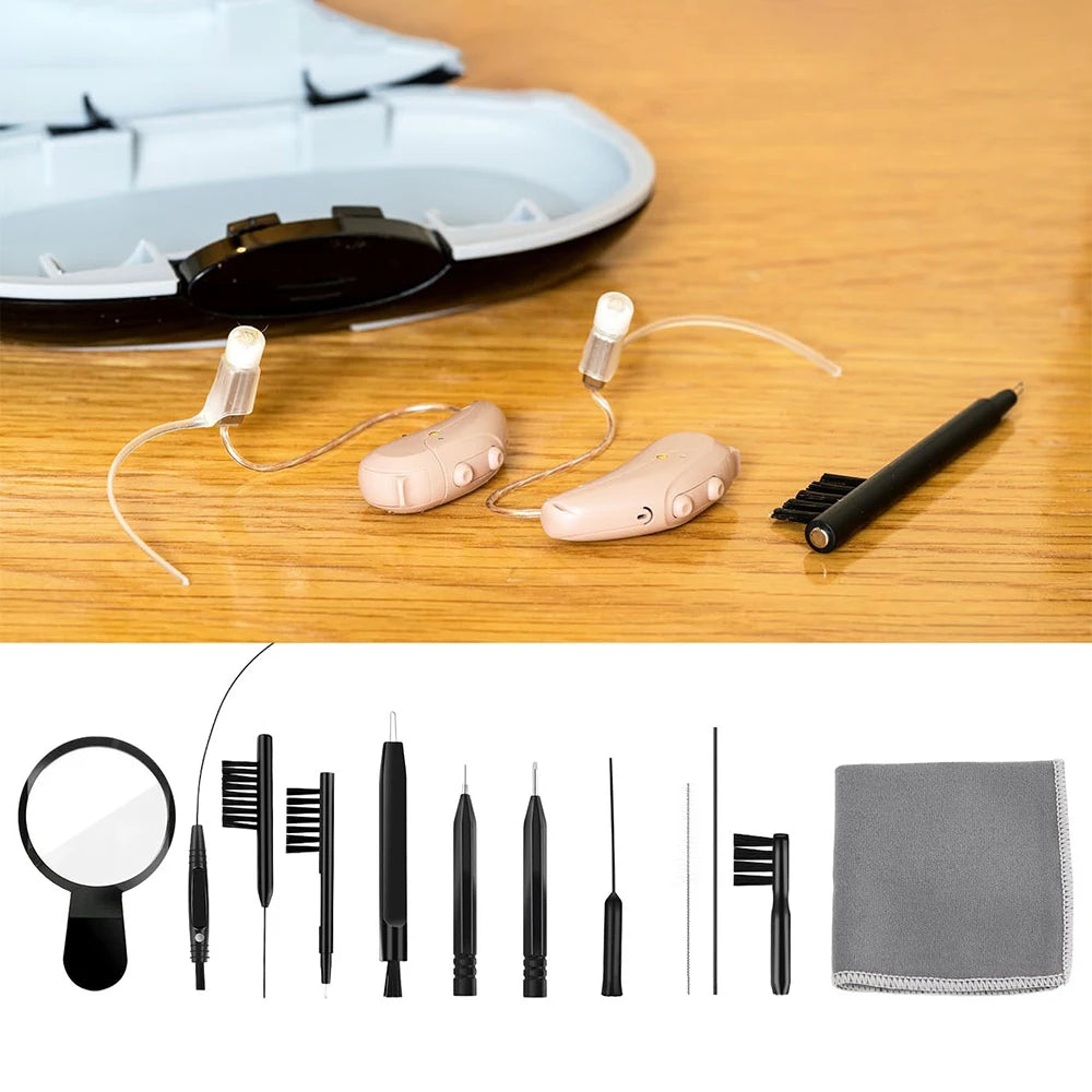 13PCS Hearing Aid Cleaning Brush Tool Set Multifunctional Ear Wax Remover Vent Tube Cleaner Portable Hearin Amplifier Daily Care