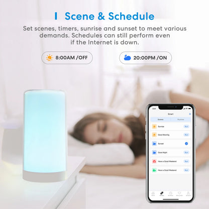 Meross HomeKit Smart Table Lamp RGBWW LED Wi-Fi Night Lamp 6W Touch Sensor Dimmable Bedside Light Support Alexa Google Assistant