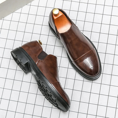 Classic Casual Leather Shoes For Men Slip On Men's Dress Shoes Trend Wedding Casual Business Shoes For Men Leather Social Loafer