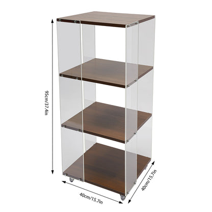 3-layer Rotating Acrylic Bookshelf with Wheels,Standing Small Corner Bookcase for Home Study Office