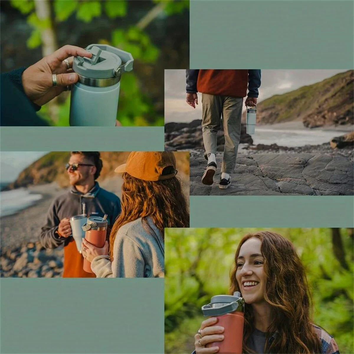 20/30oz Vacuum Insulated Tumbler with Lid: Stainless Steel Portable Cup with Dazzling Tote Handle for Hot & Cold Drinks