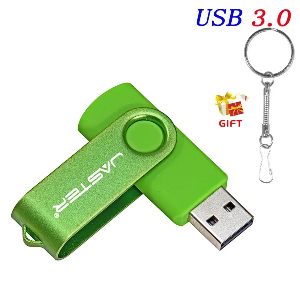 High Speed Mini USB 3.0 Flash Drive 128GB Rotatable Memory Stick Free Key Chain Pen Drive 64GB Red Pendrive Black U Disk 32GB