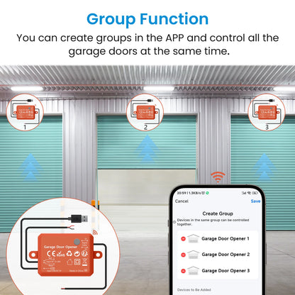 QCSMART ZigBee Garage Door Wireless Waterproof Sensor Opener Controller Control Smart Life Works with Google Assistant Alexa