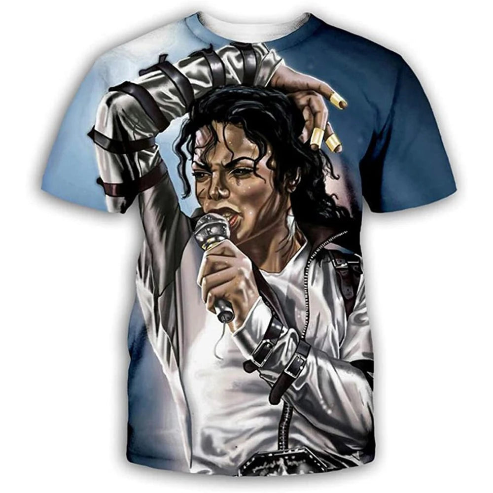 Summer Fashion Hip Hop Artist Print Retro Cool Casual Men's Harajuku Street Style Short-Sleeve Stylish Quick-Drying Breathable