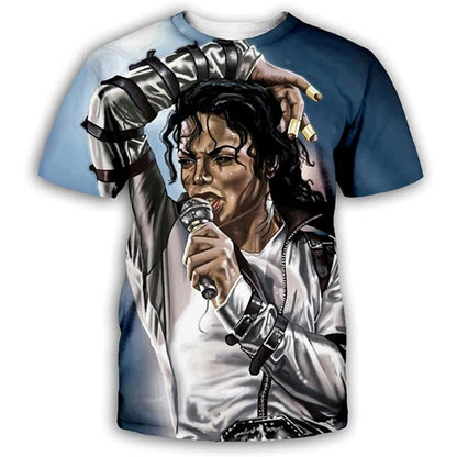 Summer Fashion Hip Hop Artist Print Retro Cool Casual Men's Harajuku Street Style Short-Sleeve Stylish Quick-Drying Breathable