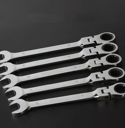 Flex-Head Ratcheting Combination Wrench Set SAE 1/4''-13/16'' Premium 72-Teeth Gear Chrome Organizer Auto Repair Tool