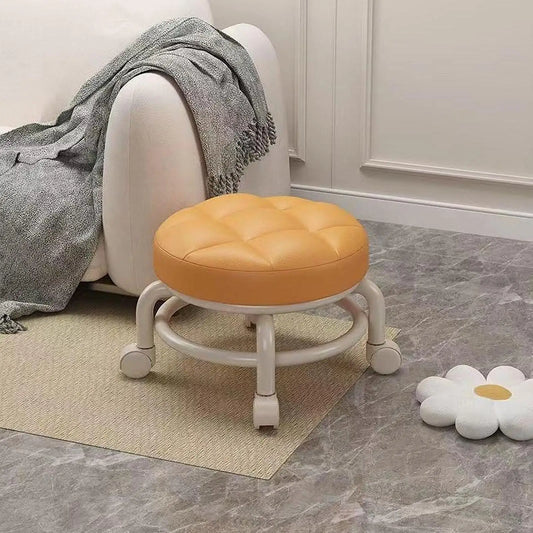 Low Rolling Stool Roller Seat Adults Child Round Foot Rest Low Height with Wheel