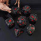 7 Pcs Cosplay D4-D20 DND Brass Gold Polyhedral Sharp Edge Casino Dice Rpg Table Board Game Tray Gem Stone Dragon Metal Steel Set