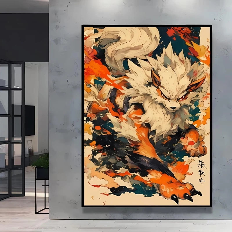 High Quality Pokemon Arcanine Pikachu Wall Painting with Unique Designs and Gorgeous Colors Adding A Touch of Brightness To Wall
