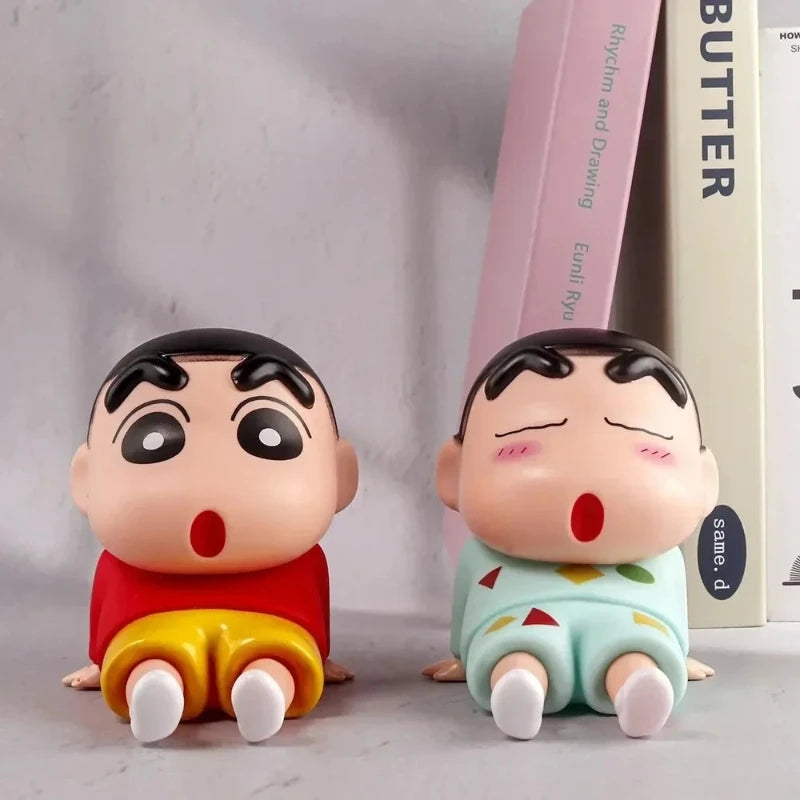 Crayon Shin-Chan Anime Figure Phone Holder Kawaii Desktop Ornaments Phone Support Mini GK Collection Decoration Toys Girls Gifts