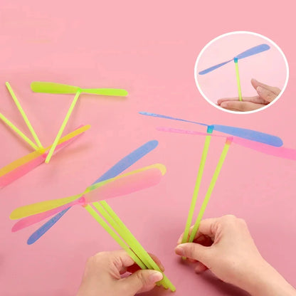 1-20pcs Plastic Bamboo Dragonfly Shape Hand Push Flying Propeller Outdoor Sports Game Kids Toy Gift Rotating Flying Arrow Games