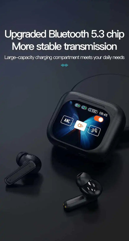 Smart AI Translation Bluetooth Earphones With LCD Display Noise Reduce New Wireless Digital Long Battery Life Display Headphone