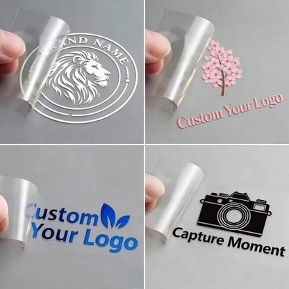 50PCS Custom DTF Transfer Stickers 3D UV Print Personalized DIY Company Logo Crystal Self-adhesive Label On Bottles Packing Box