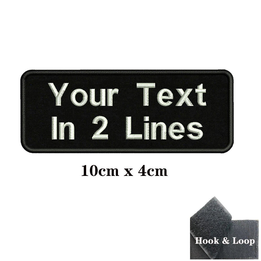 1PC Custom Name Patch Stripes Badge Iron On Or Hook Loop Black 8X2.5cm 8x5cm 10x2.5cm 10x4cm 12x2.5cm 15x5cm 20x7cm 25x8cm