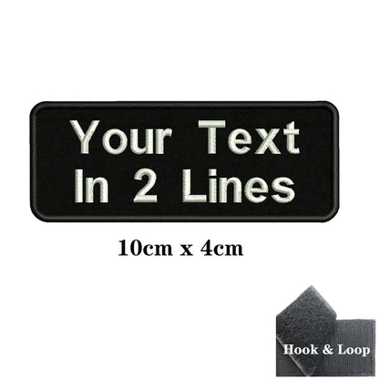 1PC Custom Name Patch Stripes Badge Iron On Or Hook Loop Black 8X2.5cm 8x5cm 10x2.5cm 10x4cm 12x2.5cm 15x5cm 20x7cm 25x8cm