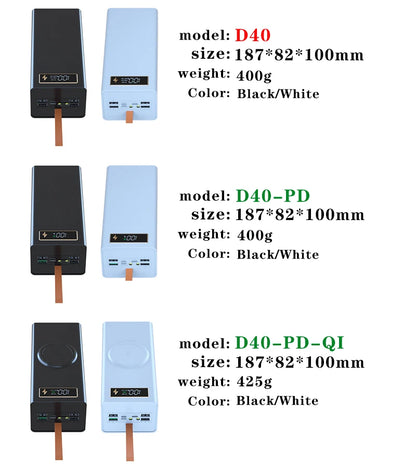 40*18650 DIY Power Bank Case Batteries Power Box Regular/PD Camping light Version Power Bank Shell  Batteries Power Shell