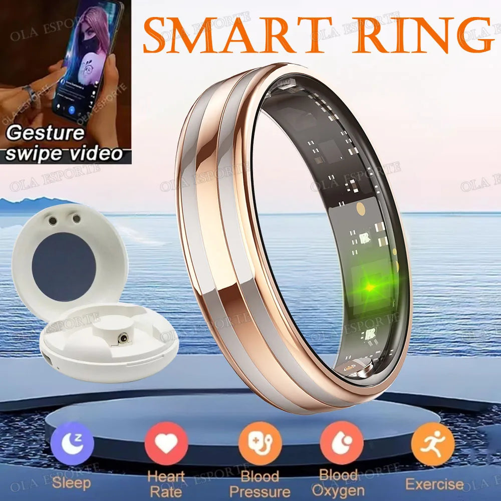 Men Women Smart Ring 5ATM Waterproof Pedometer Multi-function Ring Heart Rate Blood Pressure Monitor Health Smart Ring 2025 New
