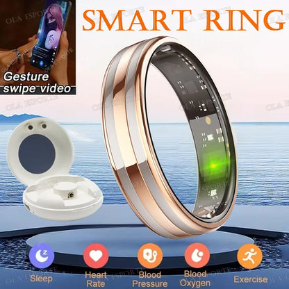 Men Women Smart Ring 5ATM Waterproof Pedometer Multi-function Ring Heart Rate Blood Pressure Monitor Health Smart Ring 2025 New