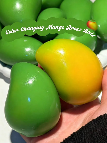 Handmade Crispy Mango Stress Ball Squeeze Toy, Color-Changing Mango Squishy Fidget Ball, ASMR Sensory Stress Relief Toy