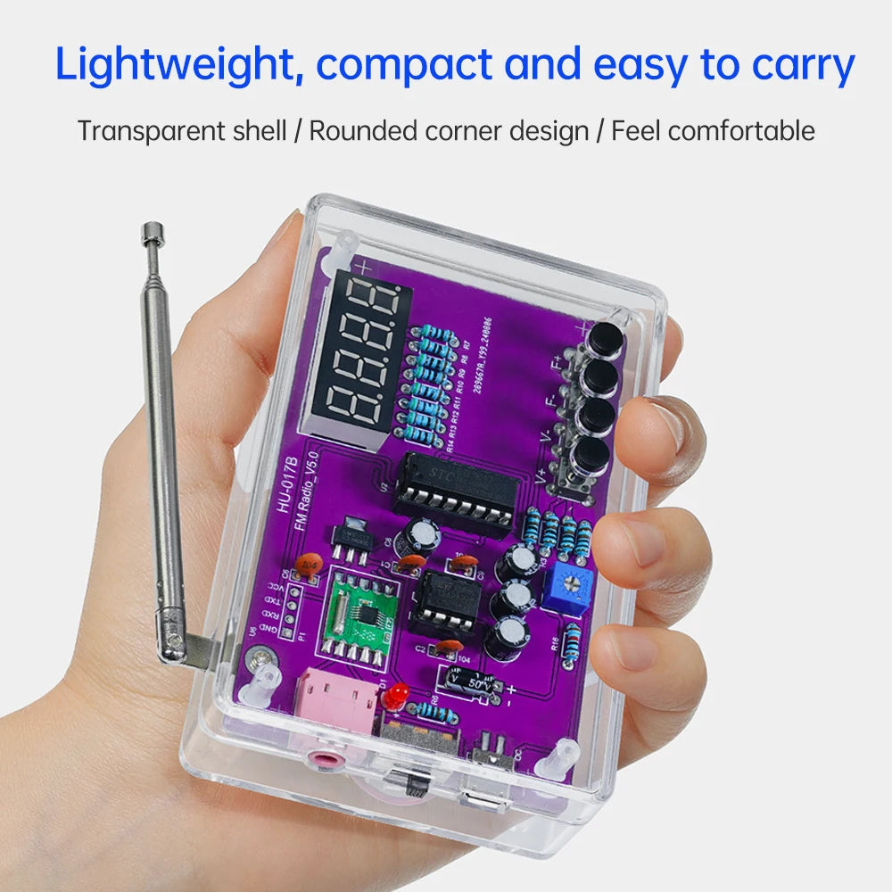 DIY FM Radio Electronic Kit Adjustable Frequency 87-108MHz Practice Soldering RDA5807S Digital Display DIY Soldering HU-017B