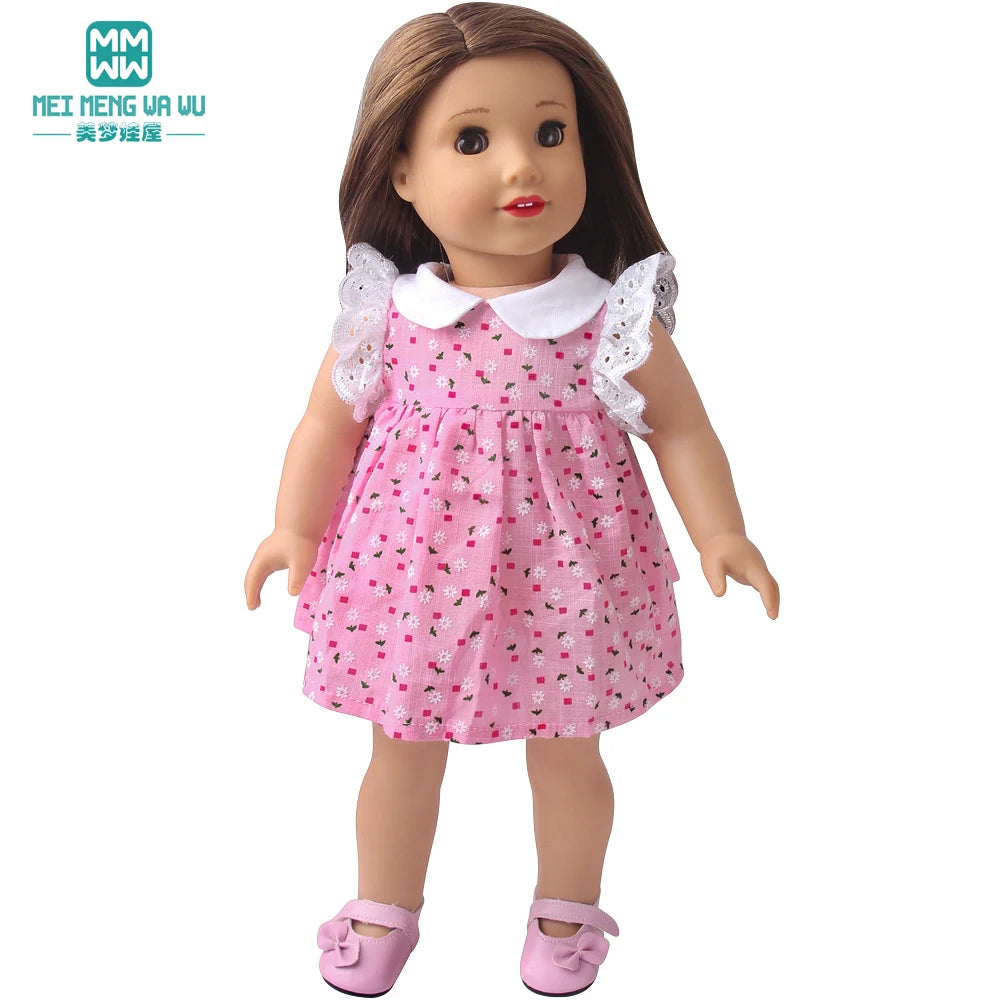 Fits 17-18inch American Doll and New Born Doll Clothes Fashion Dresses, Hooded Jumpsuit, Cardigan Strap Skirts Toys Gifts
