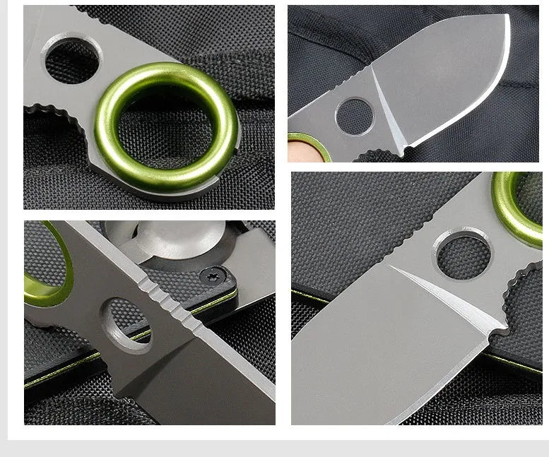 Outdoor Mini Pocket Knife Multifunctional Straight Knife Suction Card Mounted Keychain Pocket Knife Carrying Knife All Steel