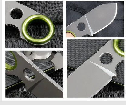 Outdoor Mini Pocket Knife Multifunctional Straight Knife Suction Card Mounted Keychain Pocket Knife Carrying Knife All Steel