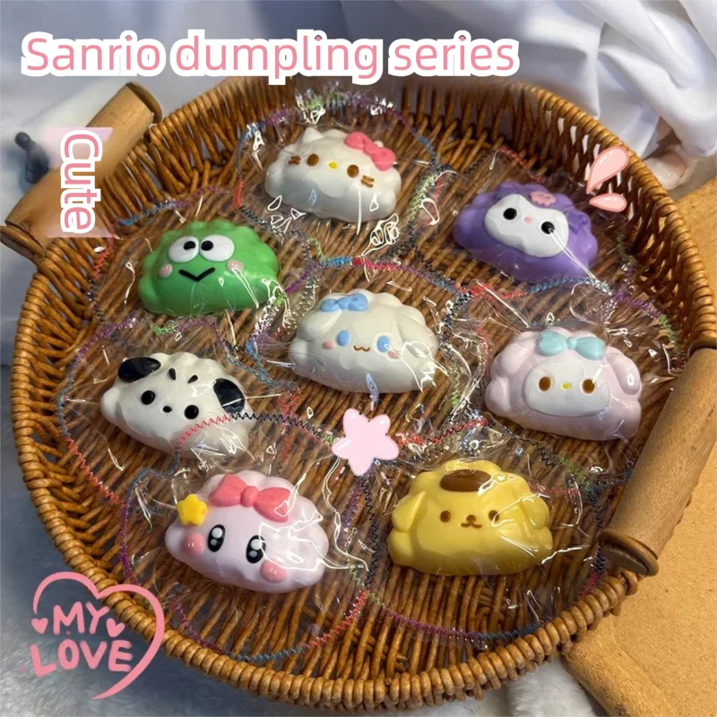 Hello Kitty Silicone Pinch Anime Figures Cartoon Dumplings Series Le Cream Slurry Stress Relief Squeeze Toys Decompression Gift