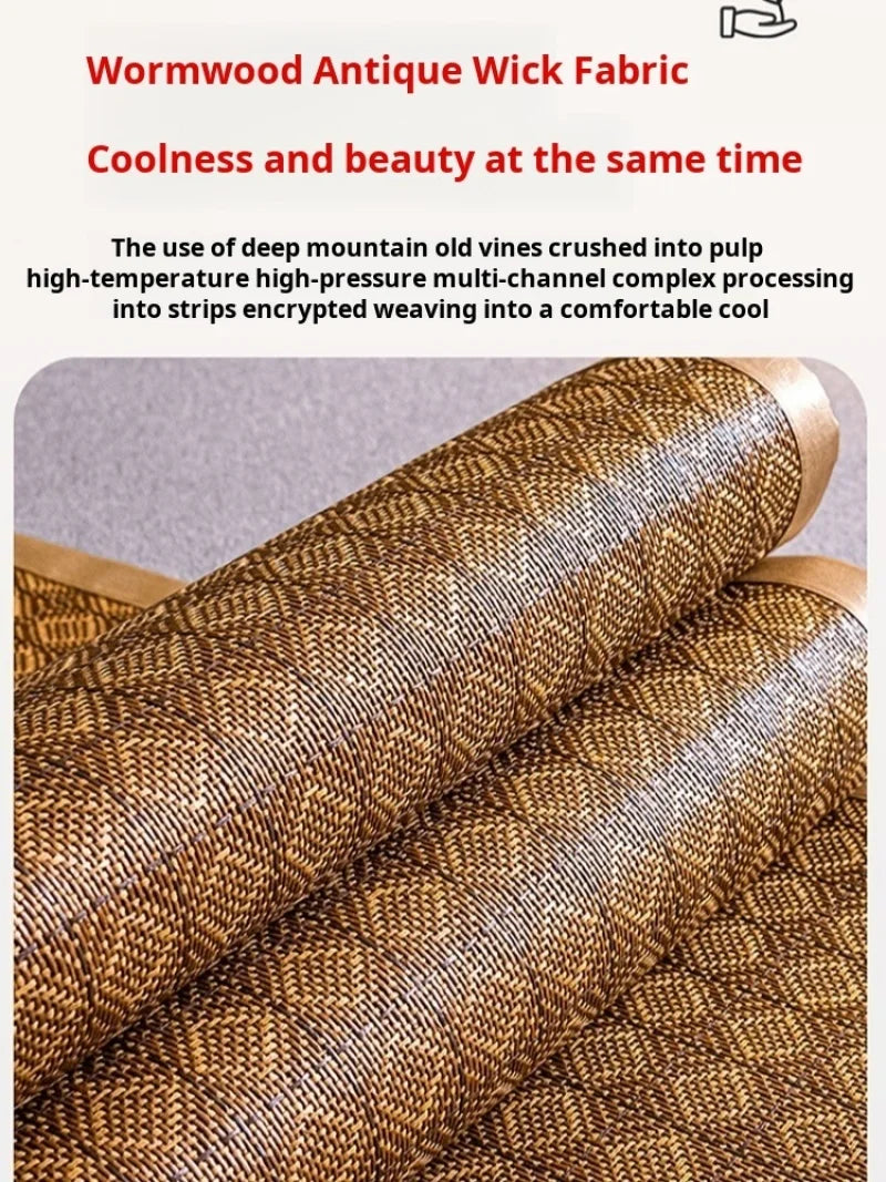 Ice Silk Cooling Mat Natural Mountain Foldable Double Bed Mattress Mugwort Cooling Pad Summer Sleep Cooling Bedding for Couple