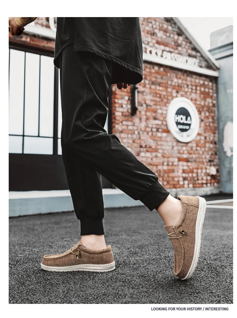 Men's Loafers Shoes Slip-on Easy To Put on Take Off Comfortable Breathable Casual Lightweight Low-Top Men's Canvas Shoes