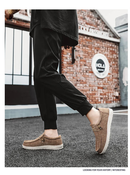 Men's Loafers Shoes Slip-on Easy To Put on Take Off Comfortable Breathable Casual Lightweight Low-Top Men's Canvas Shoes