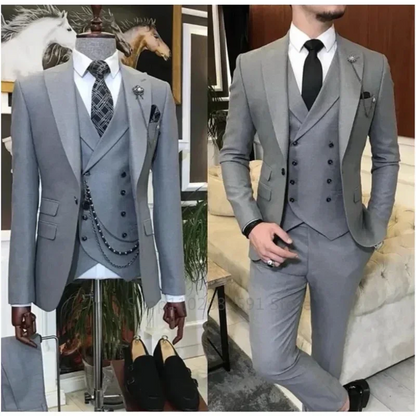 3 Pieces New Business Khaki Formal Men's Slim Fit Suits Wedding Groom Prom Terno Masculino Custom Blazer Jacket Vest Pant Sets
