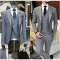 3 Pieces New Business Khaki Formal Men's Slim Fit Suits Wedding Groom Prom Terno Masculino Custom Blazer Jacket Vest Pant Sets