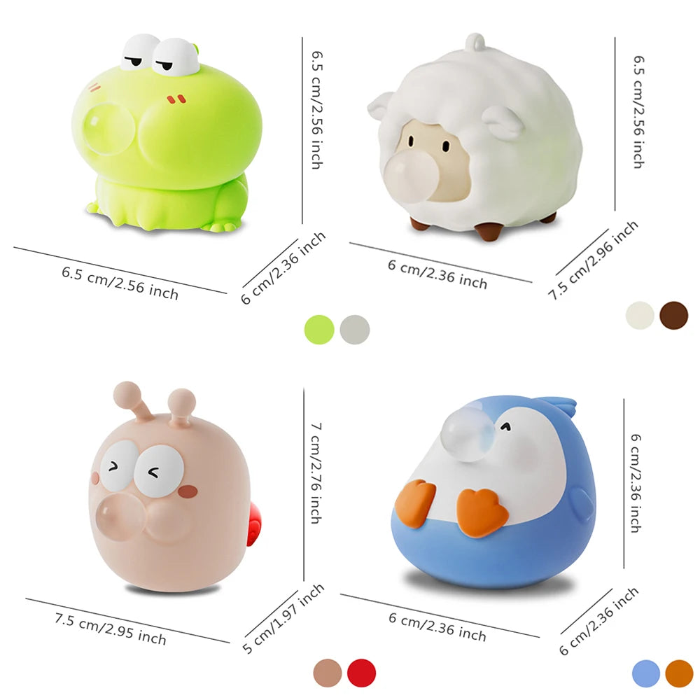 NEW Cute Animal Spitting Bubbles Squish Squeeze Toy, Anxiety Stress Relief Toys For Children and Adults, Birthday Christmas Gift