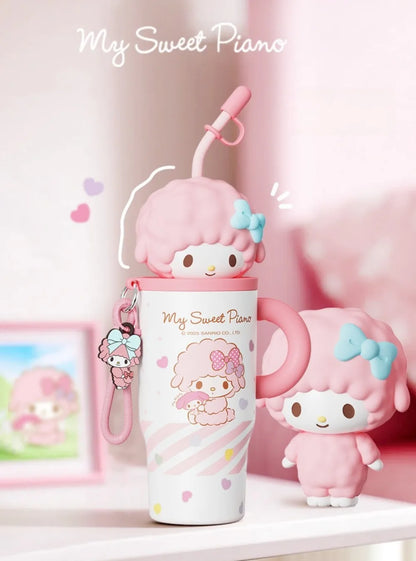 X&W 580ML Sanrio Series Thermos 316 Stainless Steel Doll Head Design Straw Insulated Cup Hello Kitty Kuromi Water Bottle Cutecup