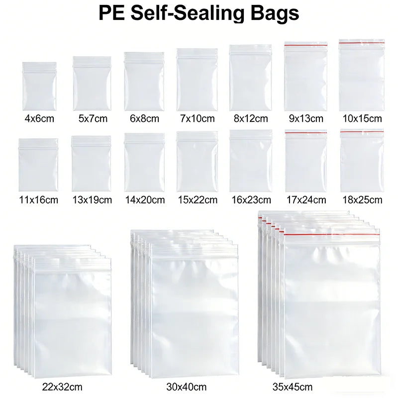 Heavy Duty PE Zipper Bags Waterproof Clear Plastic Seal Bags for Packaging Organizing And Storage