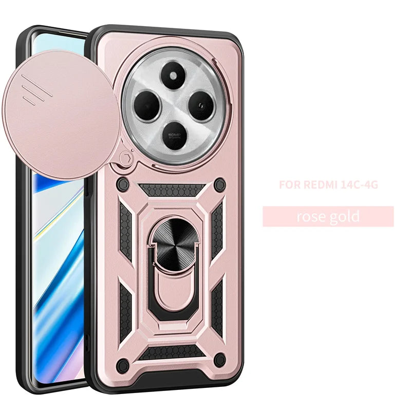Shockproof Armor Magnetic Holder Ring Case For Redmi 14C 14 C Redmi14C 4G Lens Protect Cover For Xiaomi Poco C75 C 75 PocoC75