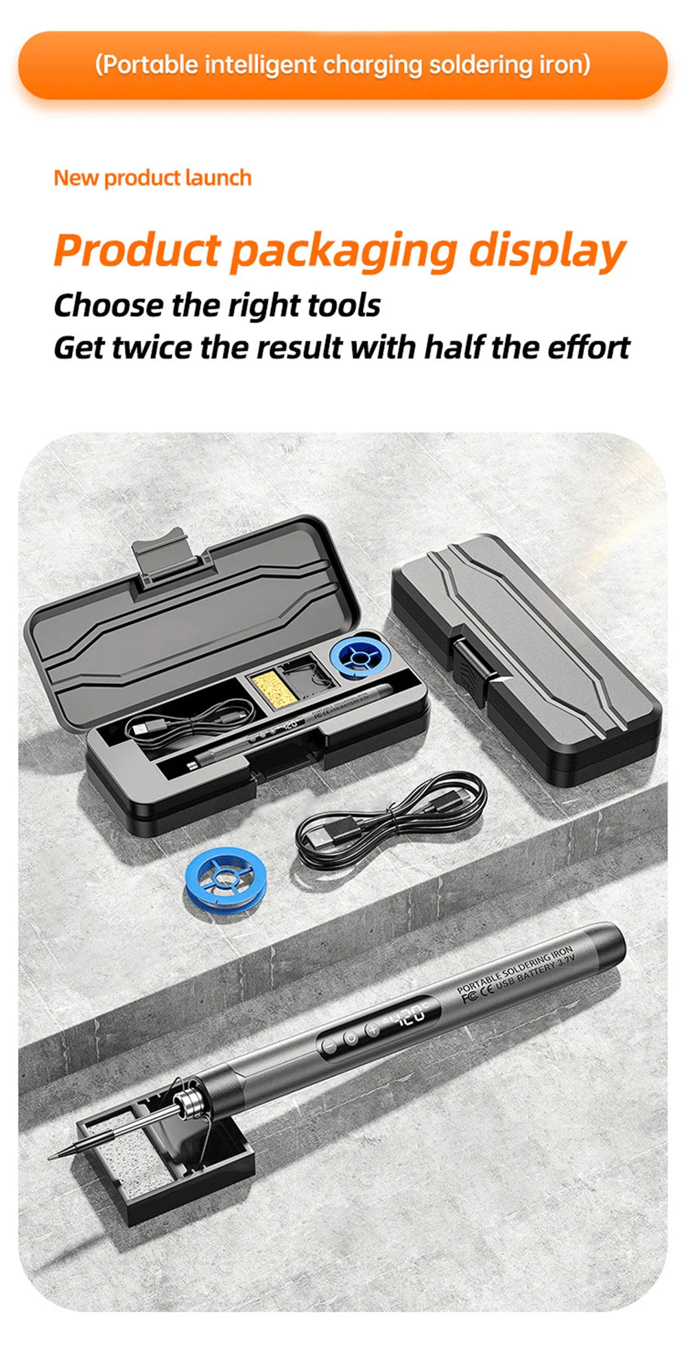 USB Electric Soldering Iron Kit 8W Mini Portable Professional Pen LED Smart 1000mAh Iron Rapid Heating DIY Welding Solder Tools