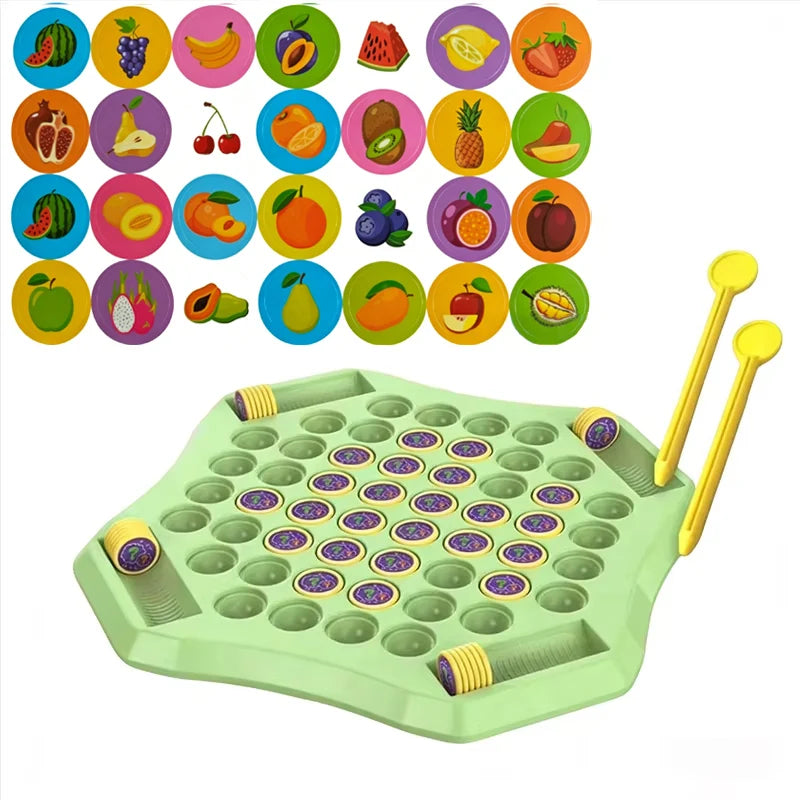 Kids Memory Game Board Chess 54 Cards Animal Fruit Flip Chess Educational Logical Thinking Learning Toy for 2-4 Players