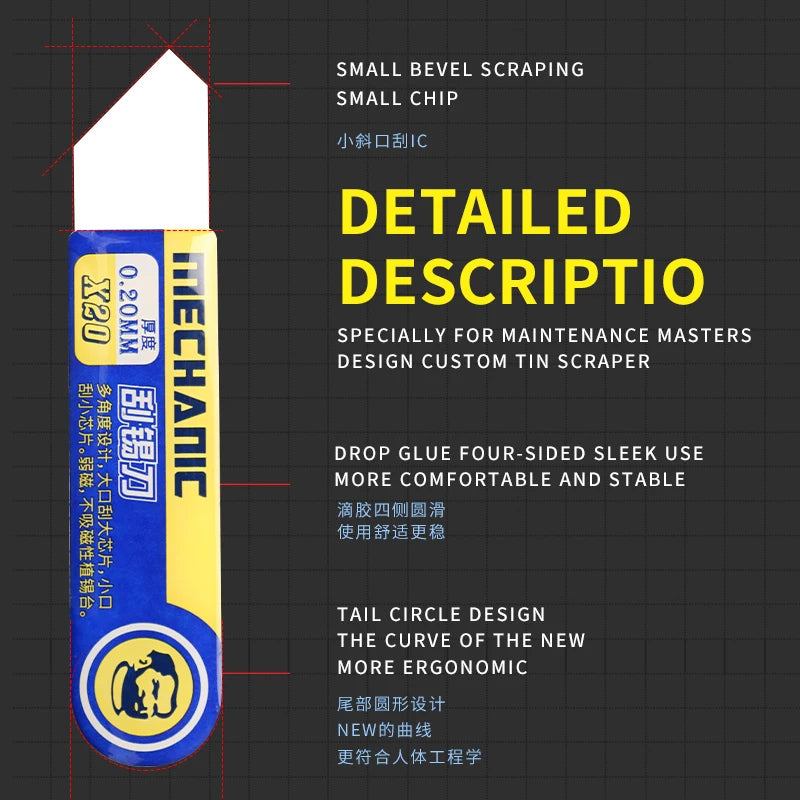 Mechanic X22 X20 High Toughness Solder Paste Tin Scraper Knife Tin Planting for BGA Stencil Reballing Phone Repair Tools
