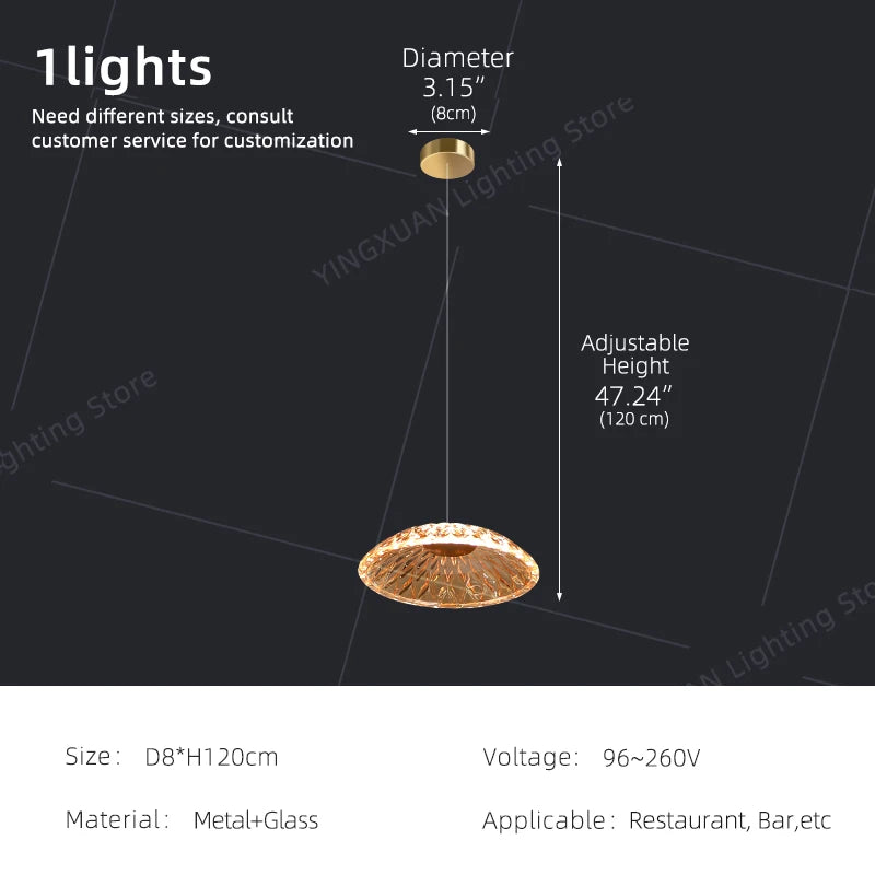 Modern Restaurant Pendant Lamp for Villa Dining Table Bar Kitchen Island Hanging Light for LED Glass Dining Room Chandelier