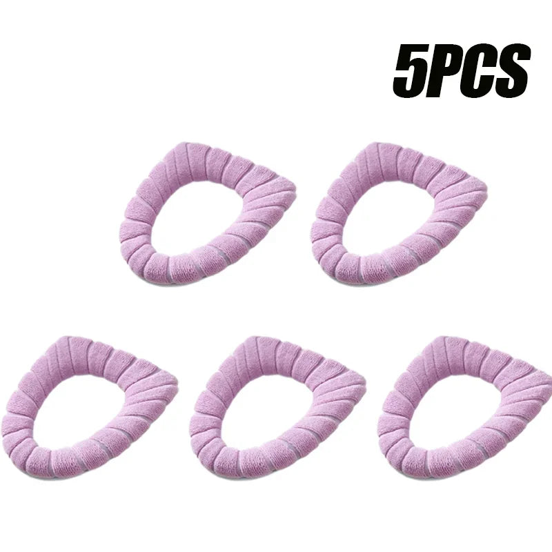 Soft and Warm Toilet Seat Cover Washable Bathroom Toilet Pad Cushion With Handle Thicker Soft Mat Knitting Warmer Closestool Mat