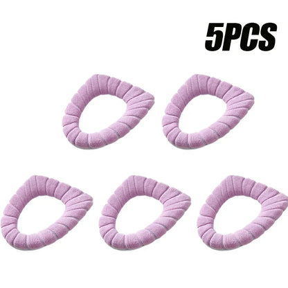 Soft and Warm Toilet Seat Cover Washable Bathroom Toilet Pad Cushion With Handle Thicker Soft Mat Knitting Warmer Closestool Mat