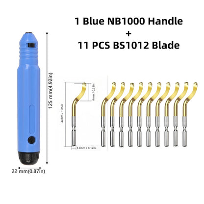 Metal Deburring Tool Kit Burr Remover Hand Tool Anti-Slip Handle with 10pcs Sharp Deburring Blades for Copper Wood Plastic