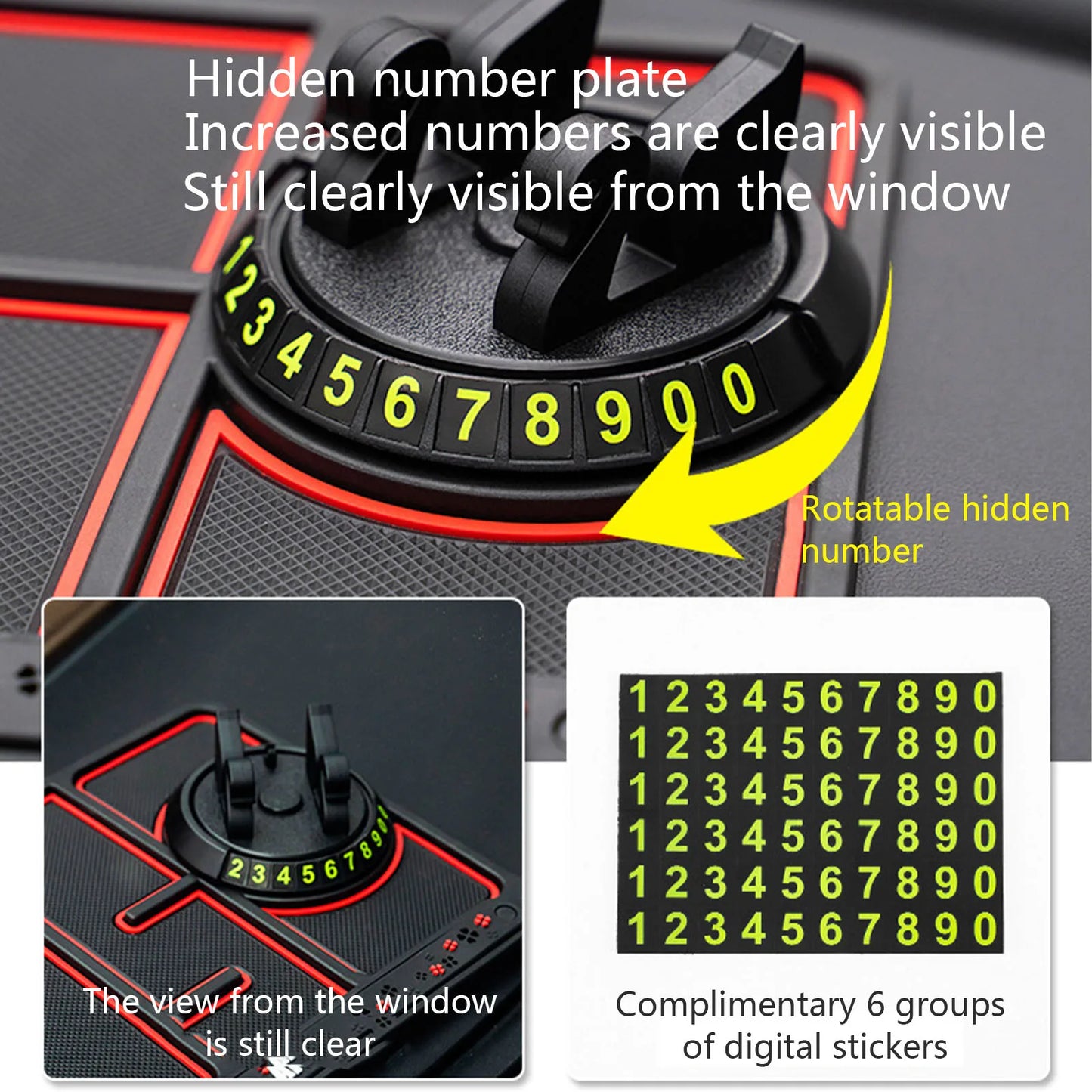 4 In 1 PVC Car Anti-Slip Mat  panel Silicone Phone Holder Dashboard Mount Stand Multi-purpose Car Organizer Tray Car Accessory