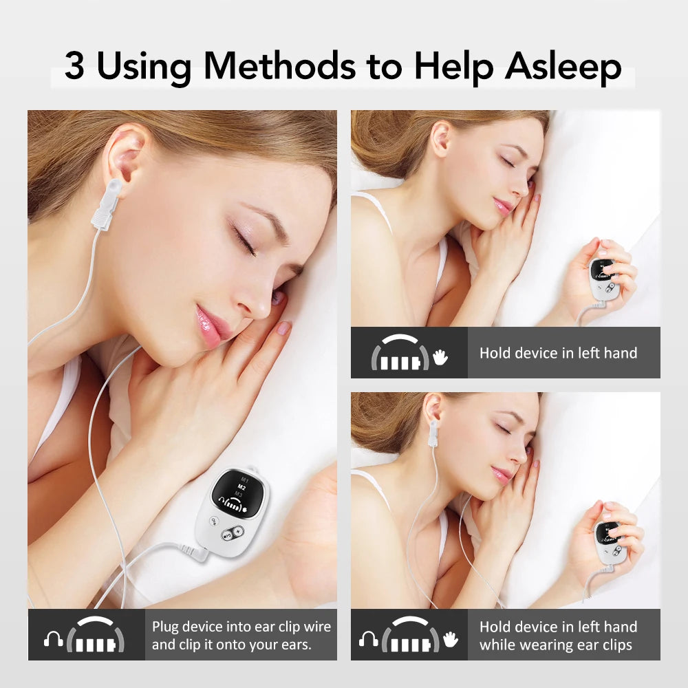 Handheld CES Sleep Aid Device for Insomnia Palm Pulse Massager Stress Relief Device Ear Clip Anxiety Pulse Pressure Relief
