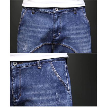 2026 Spliced Denim Short Pants Men Stretch Loose Plus Size Casual Jeans Summer Male Lightweight Comfortable Breathable Shorts
