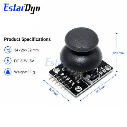 Estardyn 2-Axis Analog Joystick Module XY Dual Axis PS2 Game Rocker with Button Breakout Board Sensor for Robot DIY